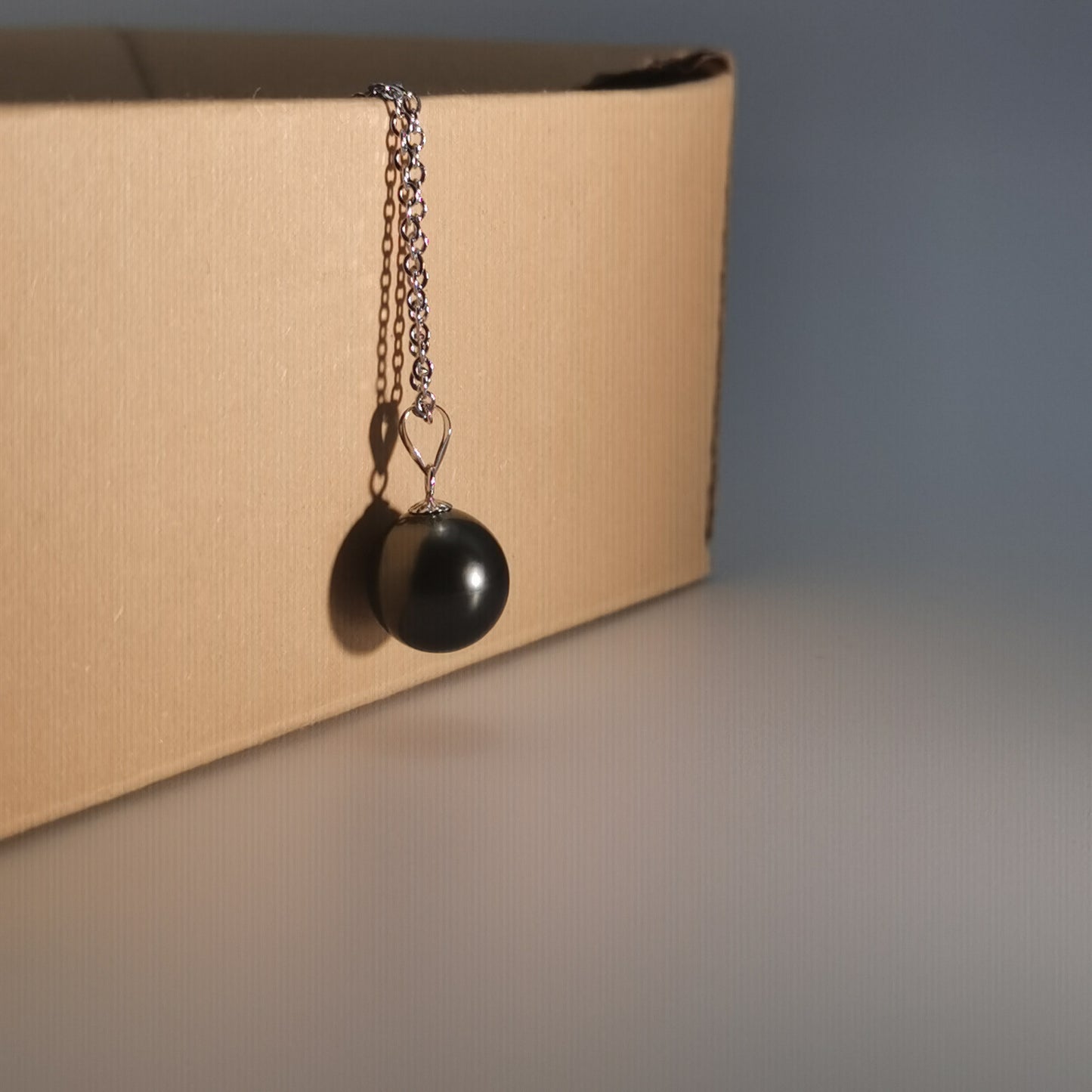 Simple Design Natural Real Tahitian Black Saltwater Pearl Pendant S925 Silver Necklace