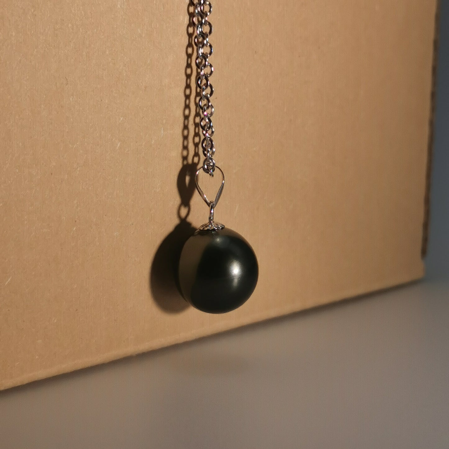 Simple Design Natural Real Tahitian Black Saltwater Pearl Pendant S925 Silver Necklace