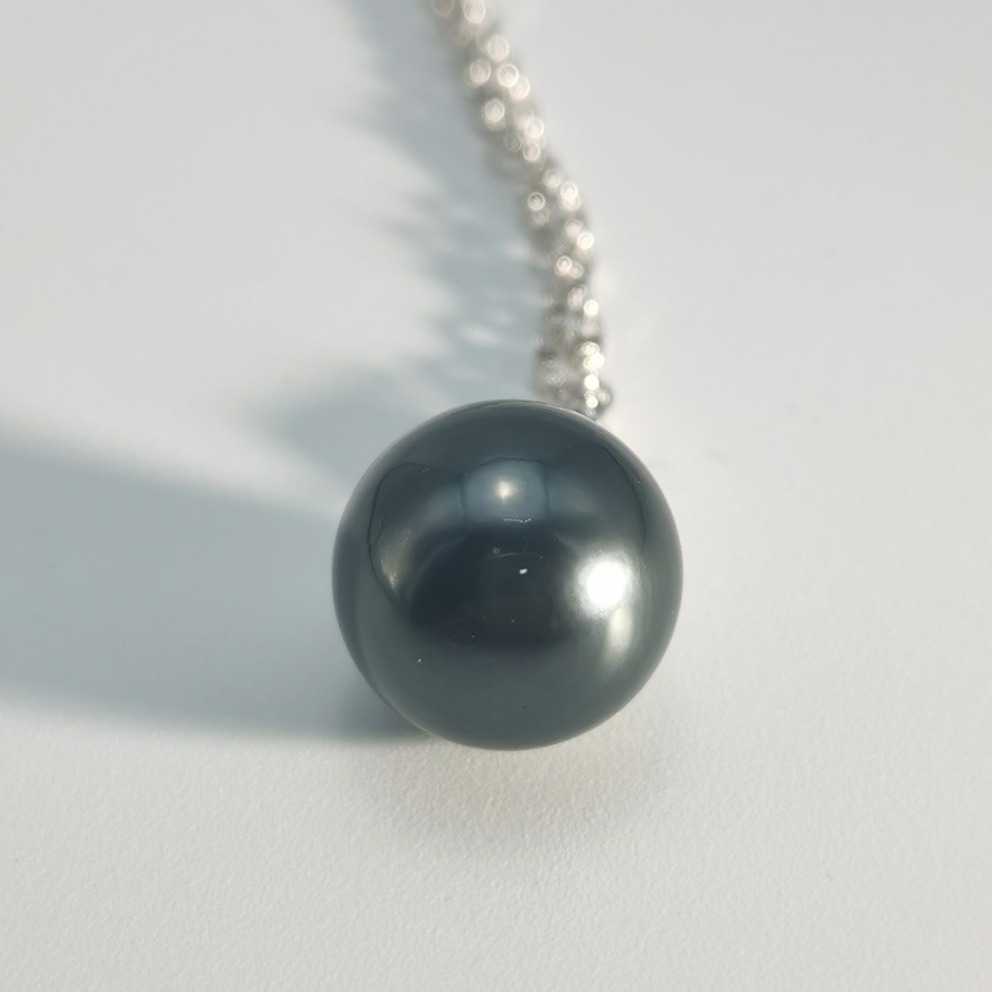 Simple Design Natural Real Tahitian Black Saltwater Pearl Pendant S925 Silver Necklace
