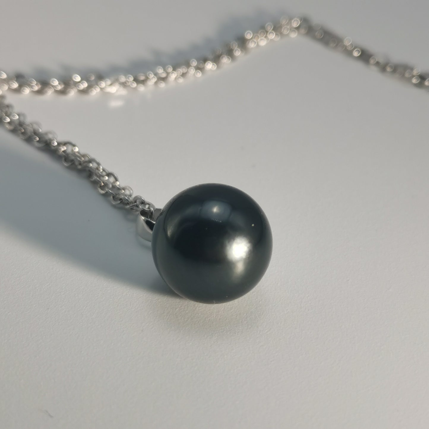 Simple Design Natural Real Tahitian Black Saltwater Pearl Pendant S925 Silver Necklace