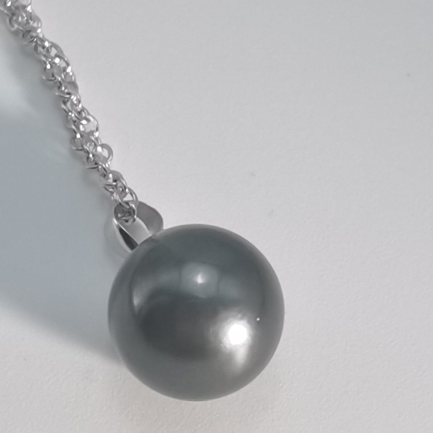 Simple Design Natural Real Tahitian Black Saltwater Pearl Pendant S925 Silver Necklace