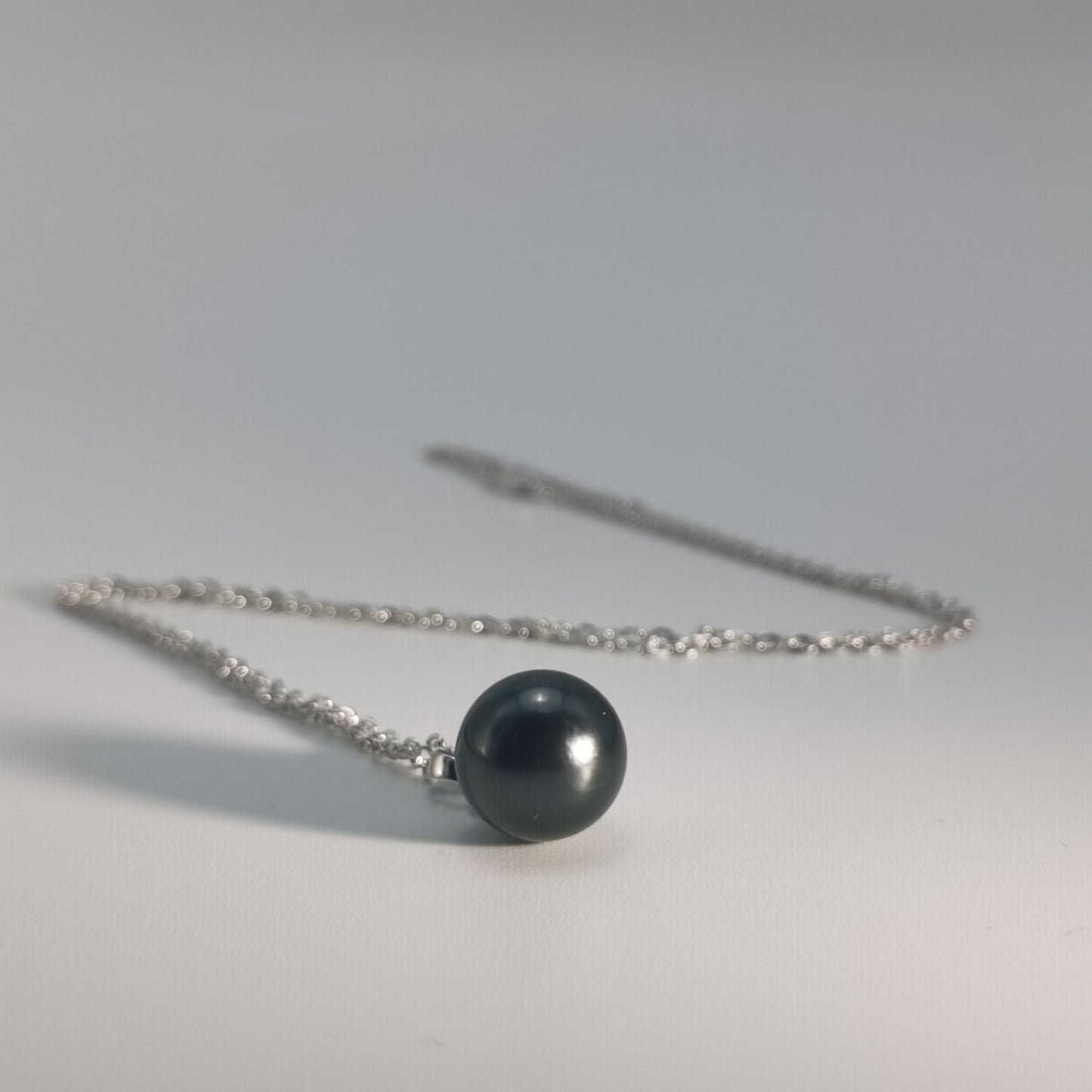 Simple Design Natural Real Tahitian Black Saltwater Pearl Pendant S925 Silver Necklace
