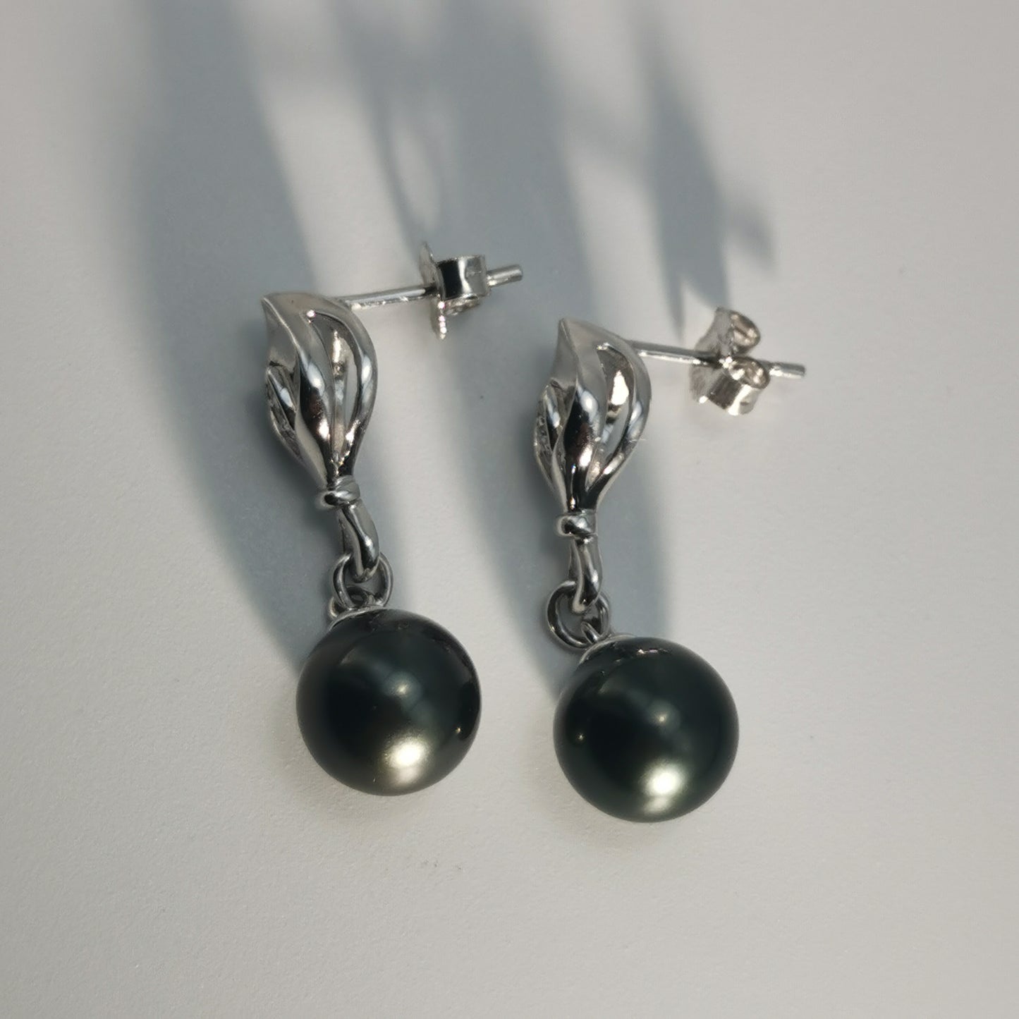 Tahitian Saltwater Real Black Pearl Ear Stud Nail S925 Silver Moissanite Earrings