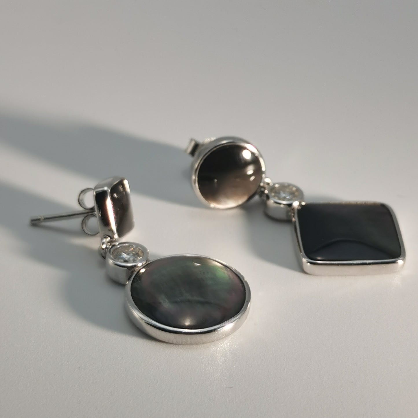 Tahitian Black-lipped Pearl Oyster Shell AB Style S925 Silver 18K Gold Moissanite Earrings