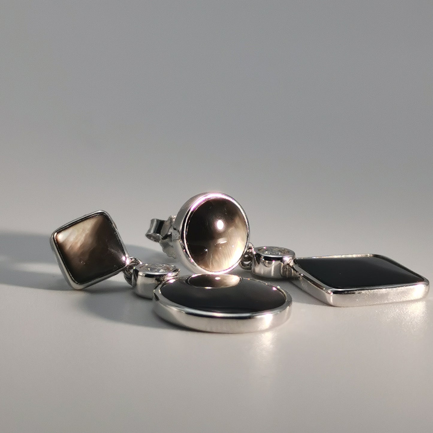Tahitian Black-lipped Pearl Oyster Shell AB Style S925 Silver 18K Gold Moissanite Earrings
