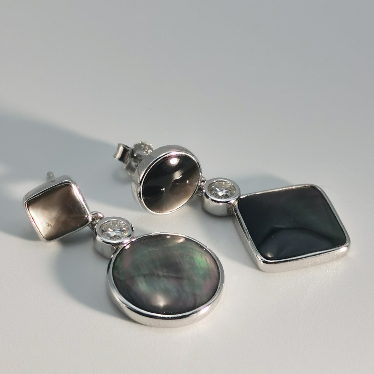 Tahitian Black-lipped Pearl Oyster Shell AB Style S925 Silver 18K Gold Moissanite Earrings