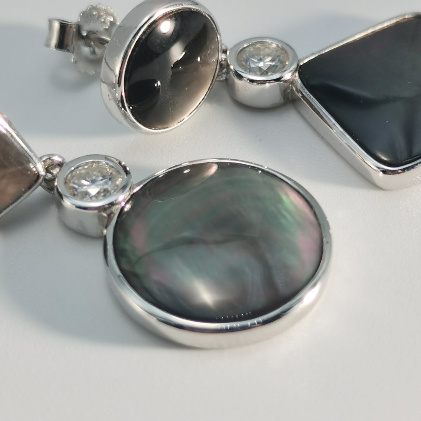 Tahitian Black-lipped Pearl Oyster Shell AB Style S925 Silver 18K Gold Moissanite Earrings