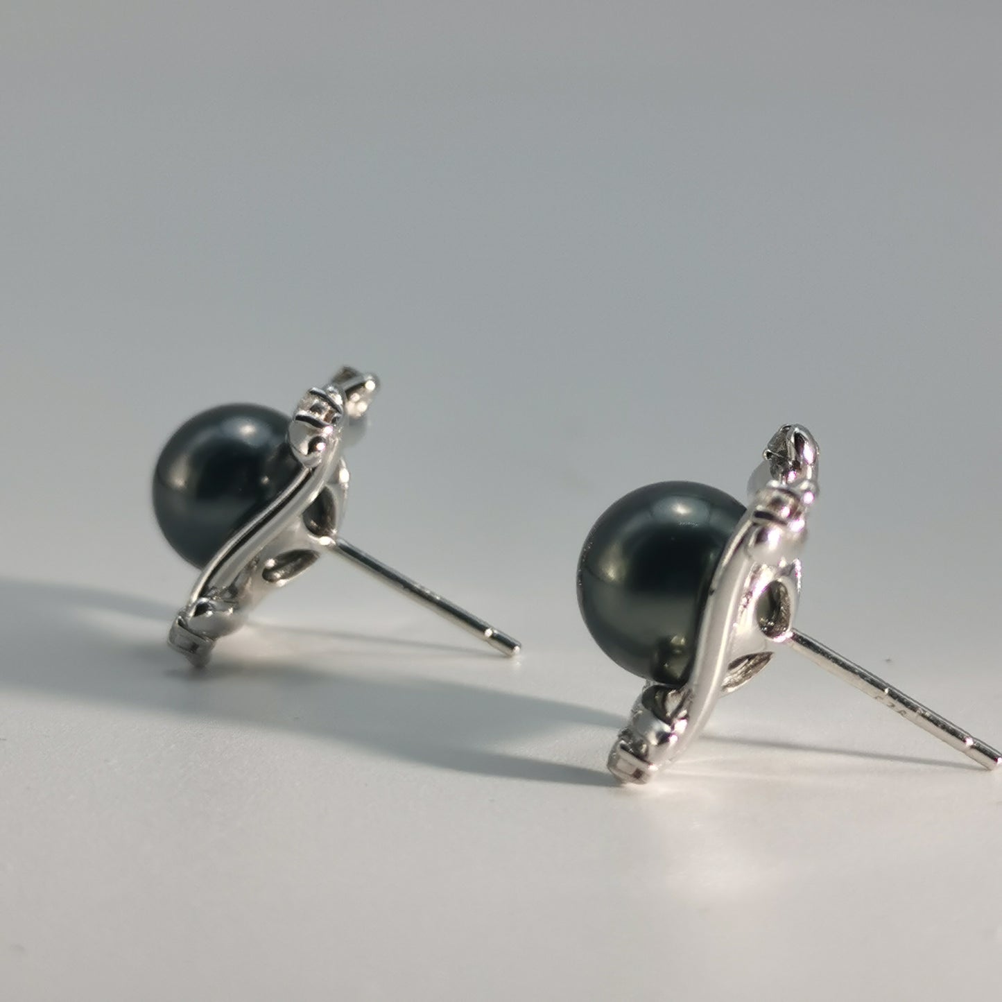 Tahitian Saltwater Real Black Pearl Ear Stud Nail S925 Silver Moissanite Earrings