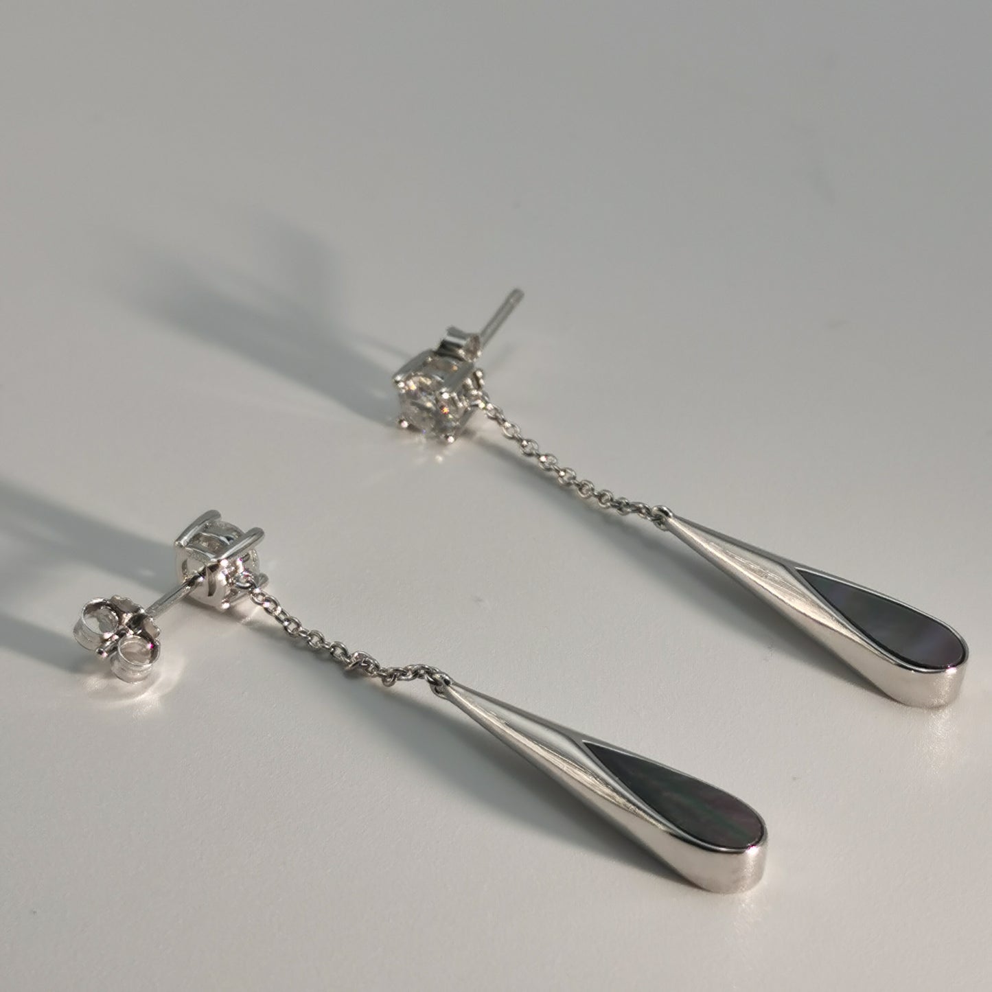 Tahitian Black-lipped Pearl Oyster Shell S925 Silver 18K Gold Moissanite Earrings