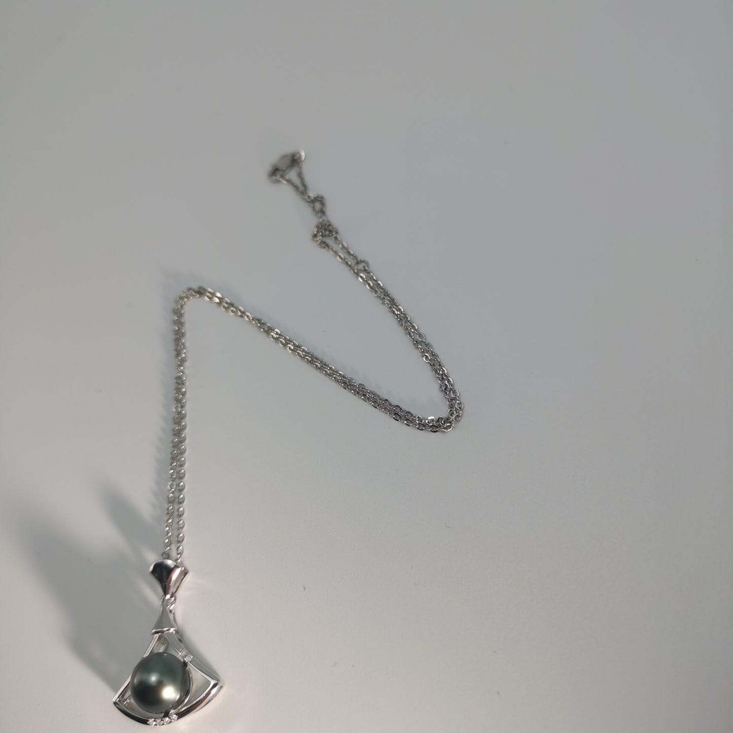 Tahitian Real Black Saltwater Pearl Princess Shape Pendant S925 Silver Moissanite Necklace