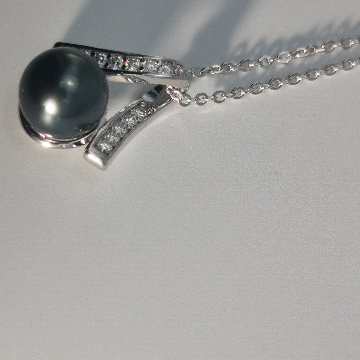 Real Tahitian Black Saltwater Pearl Pendant S925 Silver Moissanite Necklace