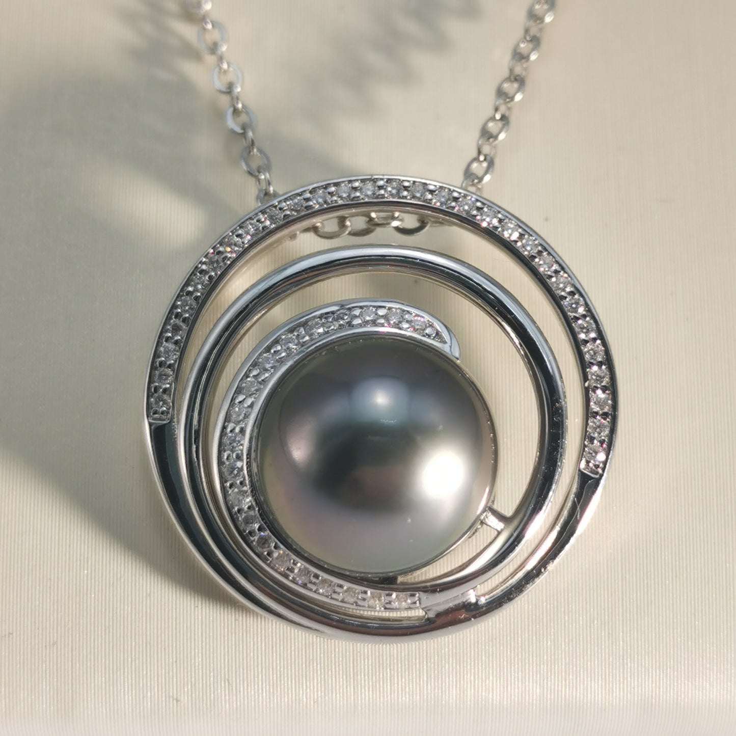 Natural Real Tahitian Black Saltwater Pearl Pendant S925 Silver Moissanite Necklace