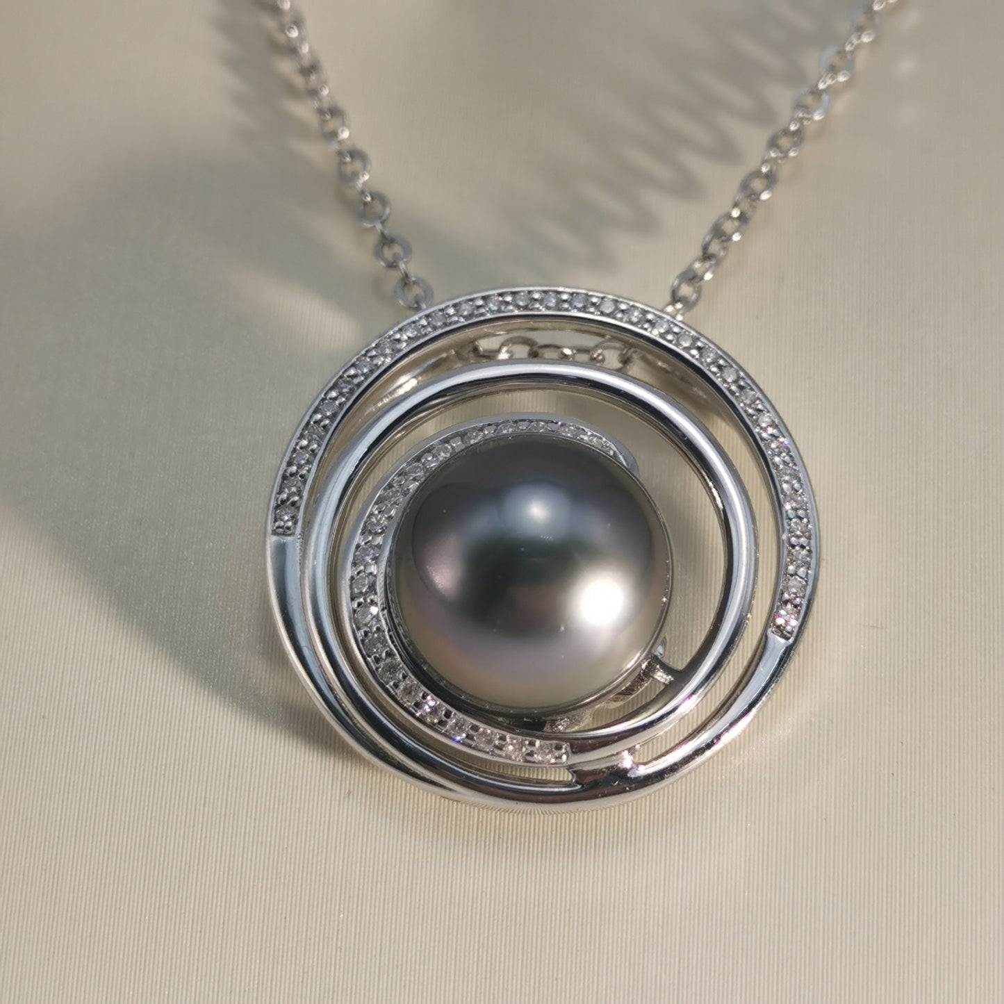 Natural Real Tahitian Black Saltwater Pearl Pendant S925 Silver Moissanite Necklace