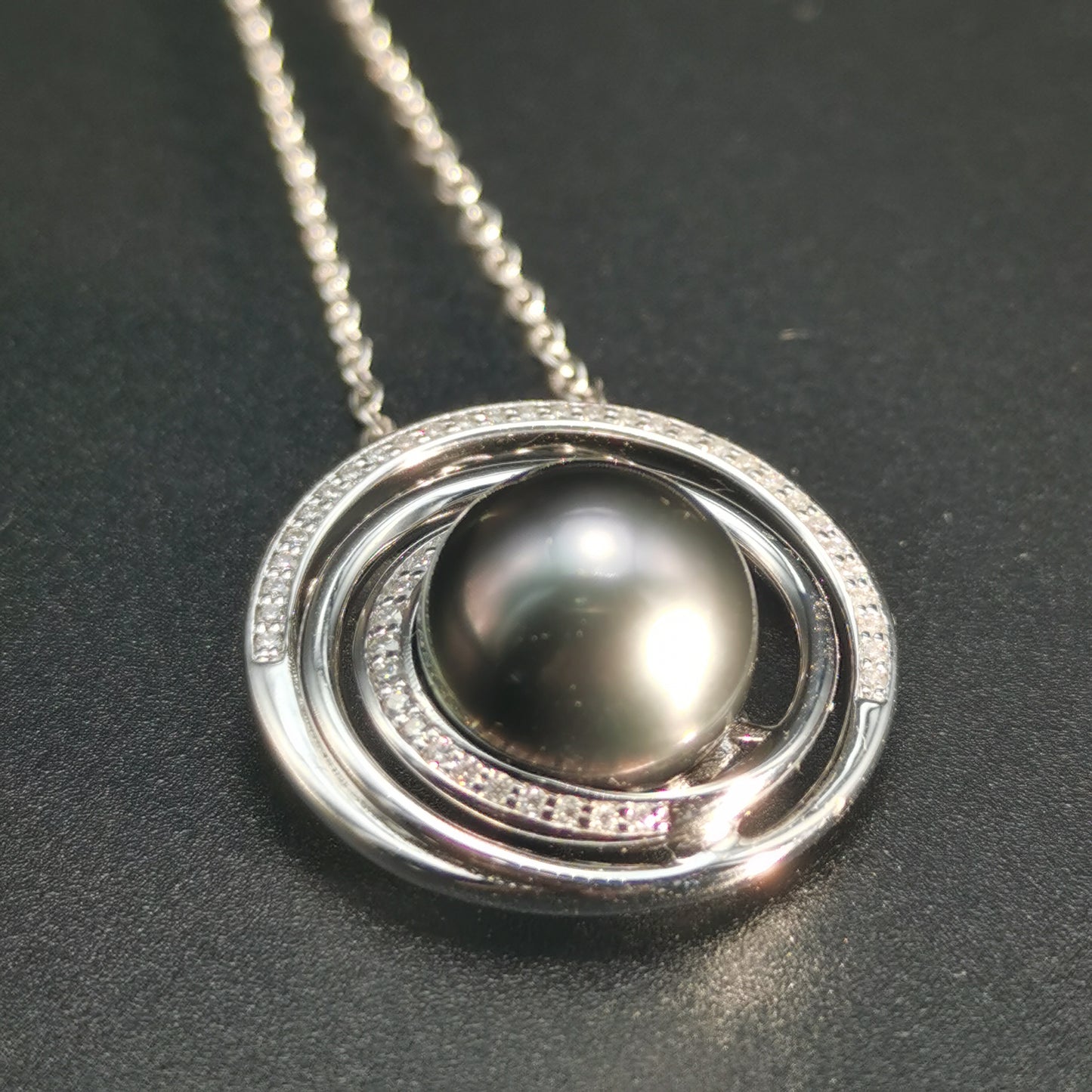 Natural Real Tahitian Black Saltwater Pearl Pendant S925 Silver Moissanite Necklace