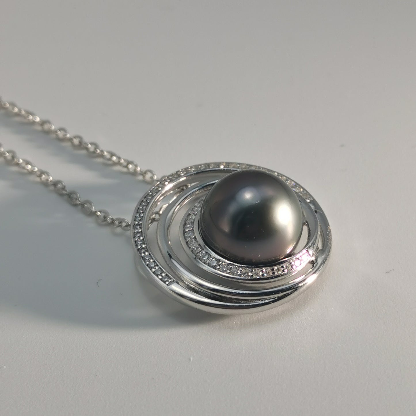 Natural Real Tahitian Black Saltwater Pearl Pendant S925 Silver Moissanite Necklace