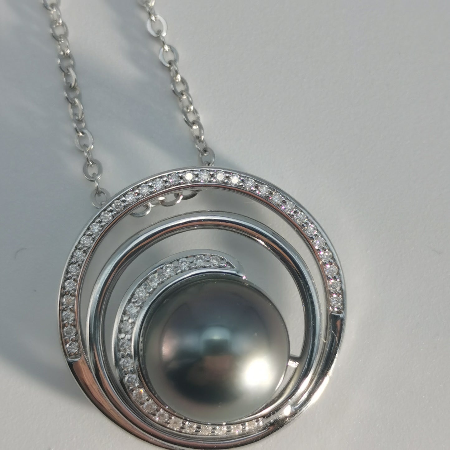 Natural Real Tahitian Black Saltwater Pearl Pendant S925 Silver Moissanite Necklace