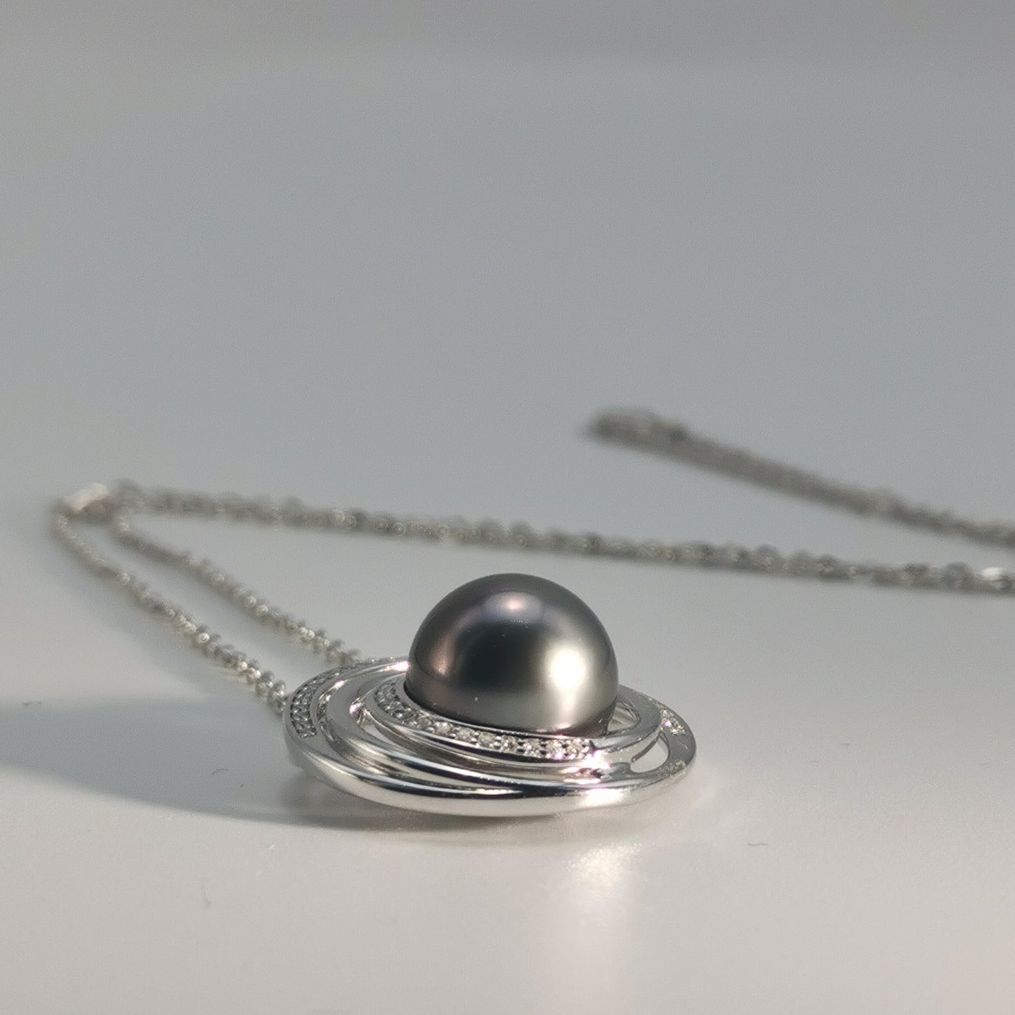Natural Real Tahitian Black Saltwater Pearl Pendant S925 Silver Moissanite Necklace