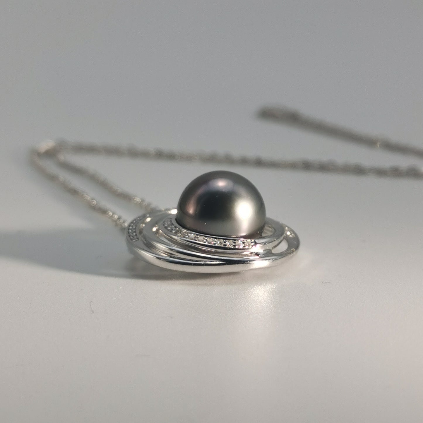 Natural Real Tahitian Black Saltwater Pearl Pendant S925 Silver Moissanite Necklace