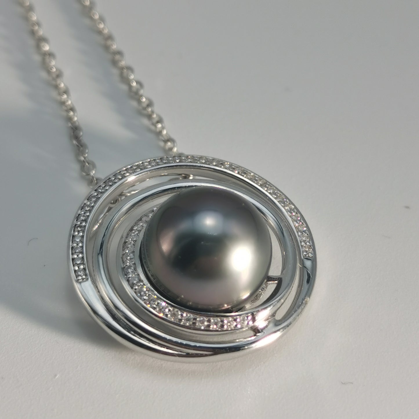 Natural Real Tahitian Black Saltwater Pearl Pendant S925 Silver Moissanite Necklace