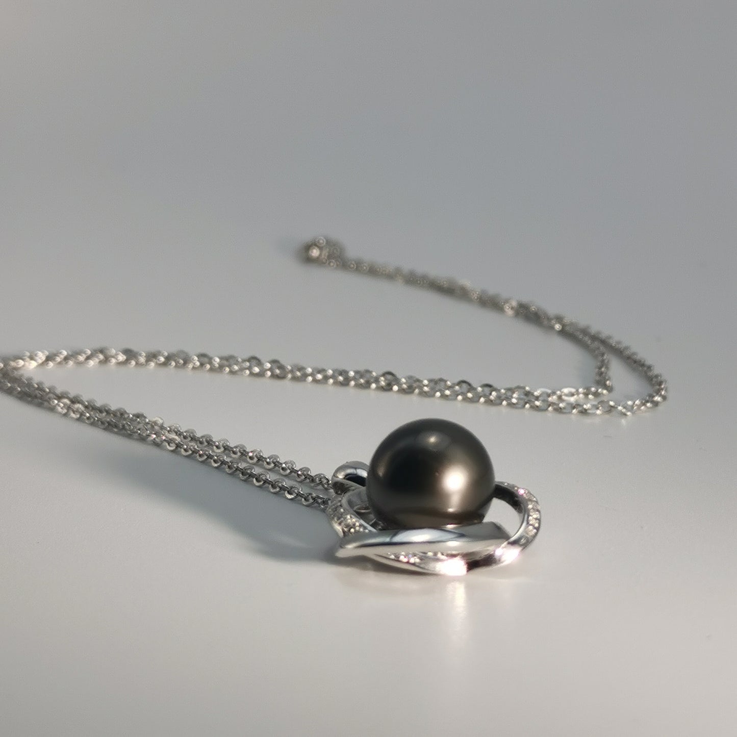 Natural Black Saltwater Pearl Tahitian Cultured Pendant S925 Silver Moissanite Necklace