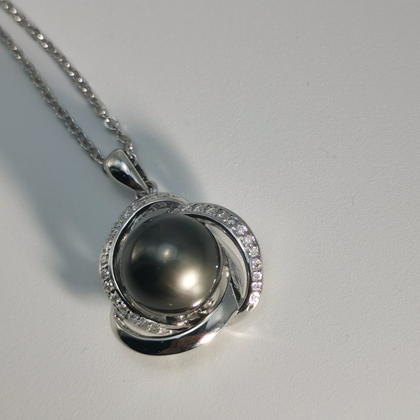 Natural Black Saltwater Pearl Tahitian Cultured Pendant S925 Silver Moissanite Necklace