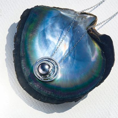 Natural Real Tahitian Black Saltwater Pearl Pendant S925 Silver Moissanite Necklace