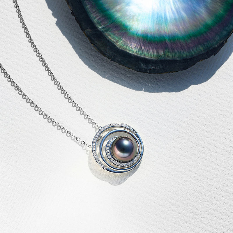 Natural Real Tahitian Black Saltwater Pearl Pendant S925 Silver Moissanite Necklace