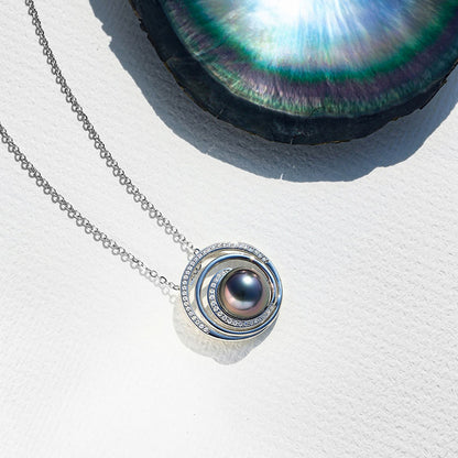 Natural Real Tahitian Black Saltwater Pearl Pendant S925 Silver Moissanite Necklace