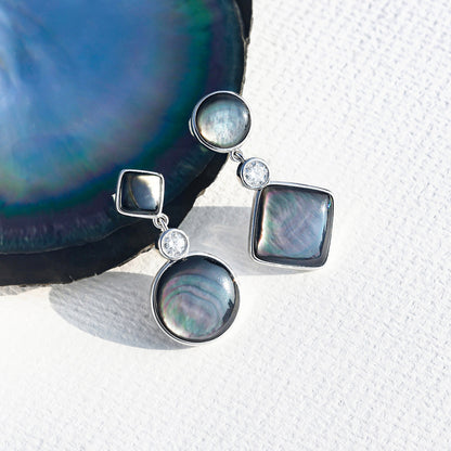 Tahitian Black-lipped Pearl Oyster Shell AB Style S925 Silver 18K Gold Moissanite Earrings