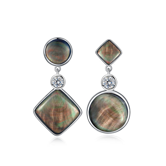 Tahitian Black-lipped Pearl Oyster Shell AB Style S925 Silver 18K Gold Moissanite Earrings