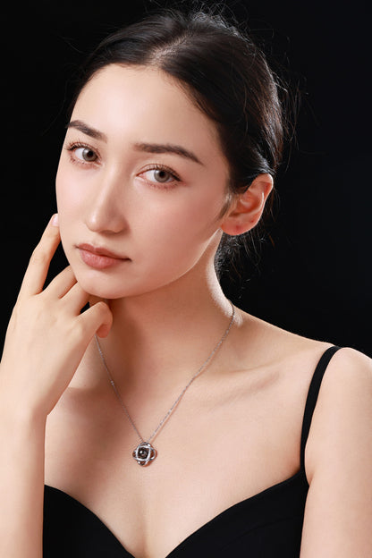 Tahitian Real Black Saltwater Pearl Infinite Pendant S925 Silver Moissanite Necklace