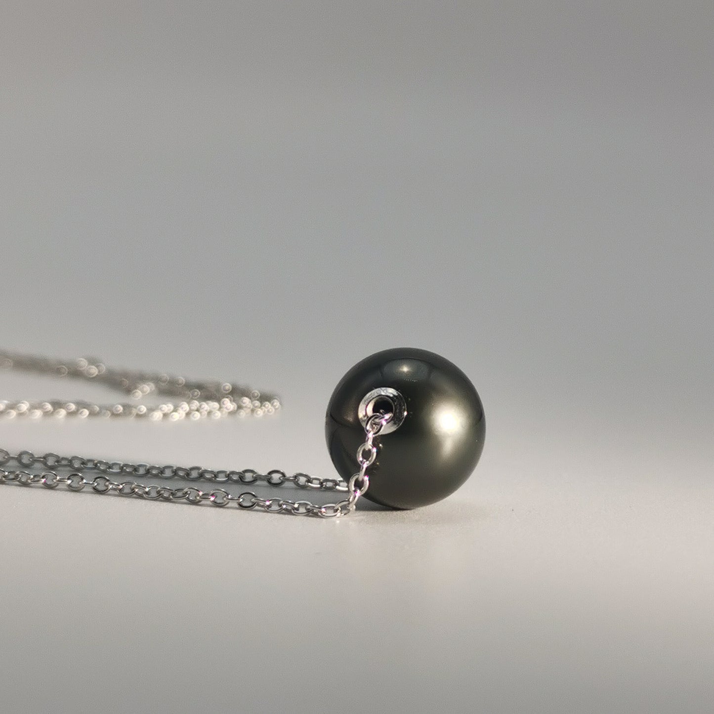 Natural Real Tahitian Saltwater Black Pearl Simple Design Pendant S925 Silver Necklace