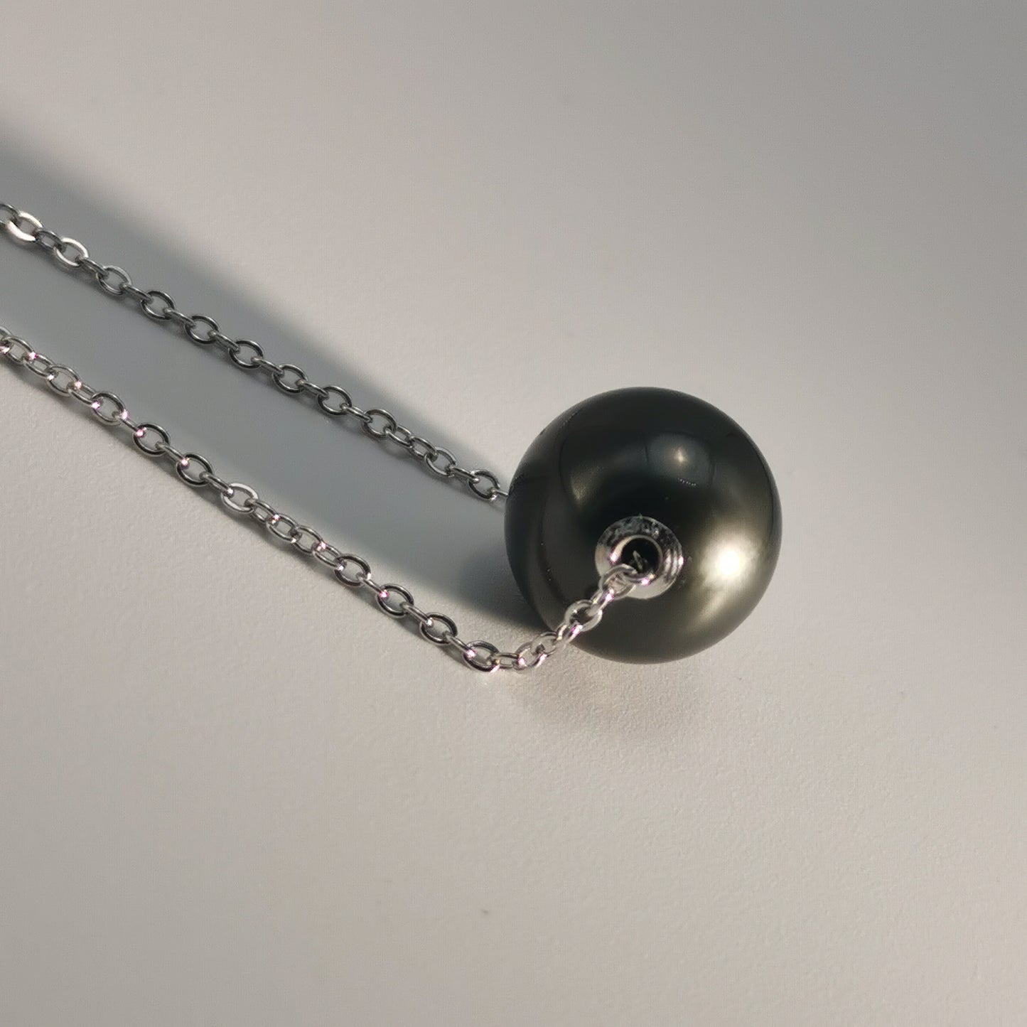 Natural Real Tahitian Saltwater Black Pearl Simple Design Pendant S925 Silver Necklace