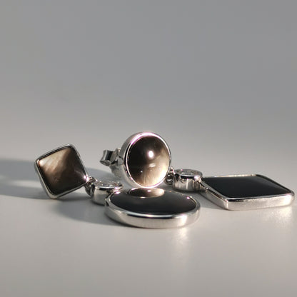Tahitian Black-lipped Pearl Oyster Shell AB Style S925 Silver 18K Gold Moissanite Earrings