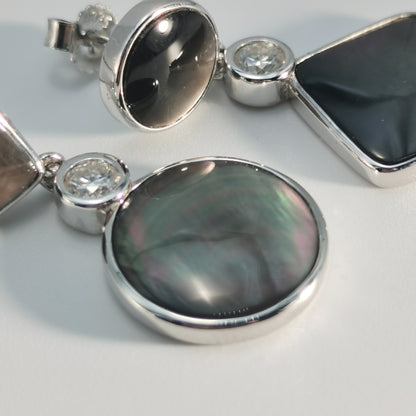 Tahitian Black-lipped Pearl Oyster Shell AB Style S925 Silver 18K Gold Moissanite Earrings