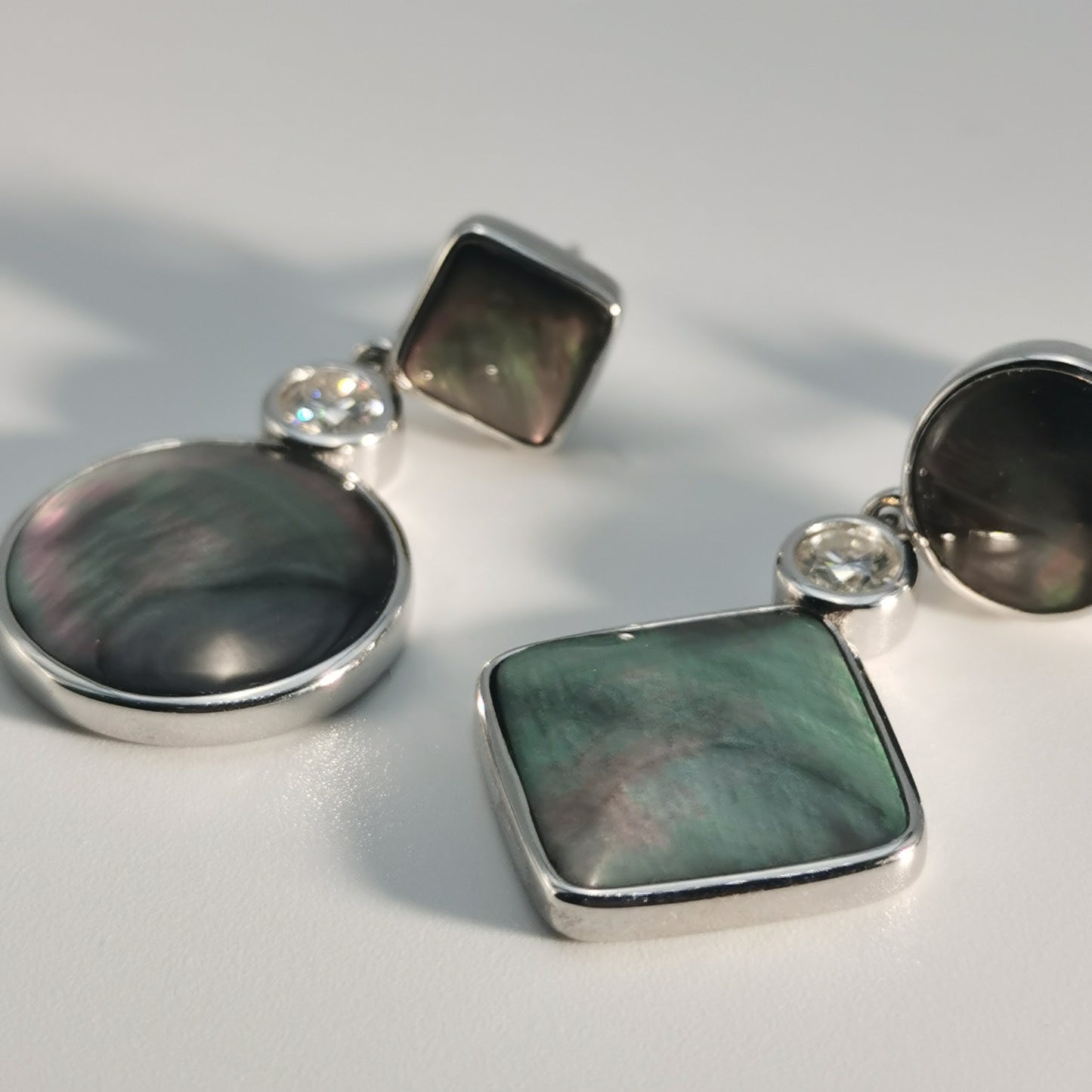Tahitian Black-lipped Pearl Oyster Shell AB Style S925 Silver 18K Gold Moissanite Earrings