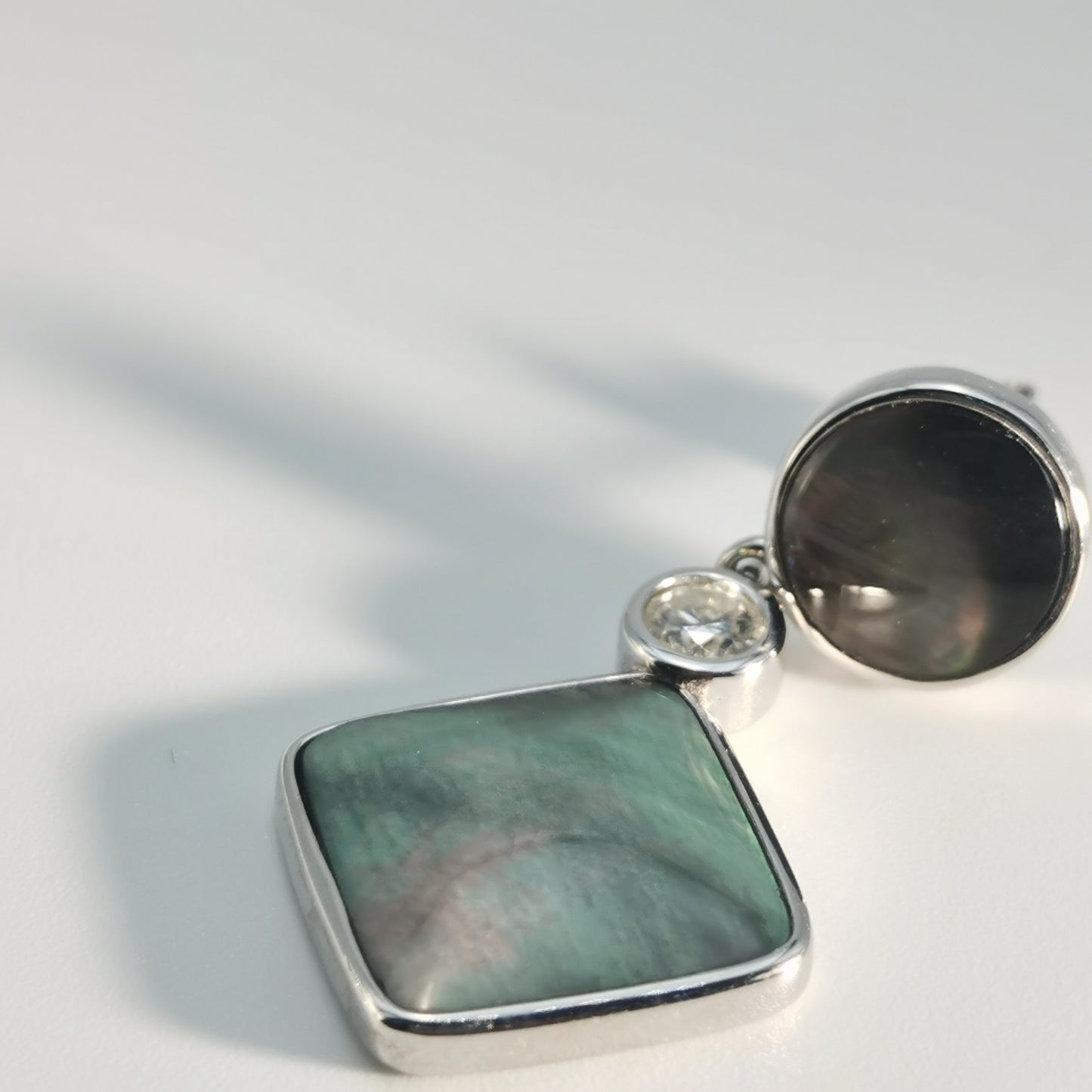 Tahitian Black-lipped Pearl Oyster Shell AB Style S925 Silver 18K Gold Moissanite Earrings