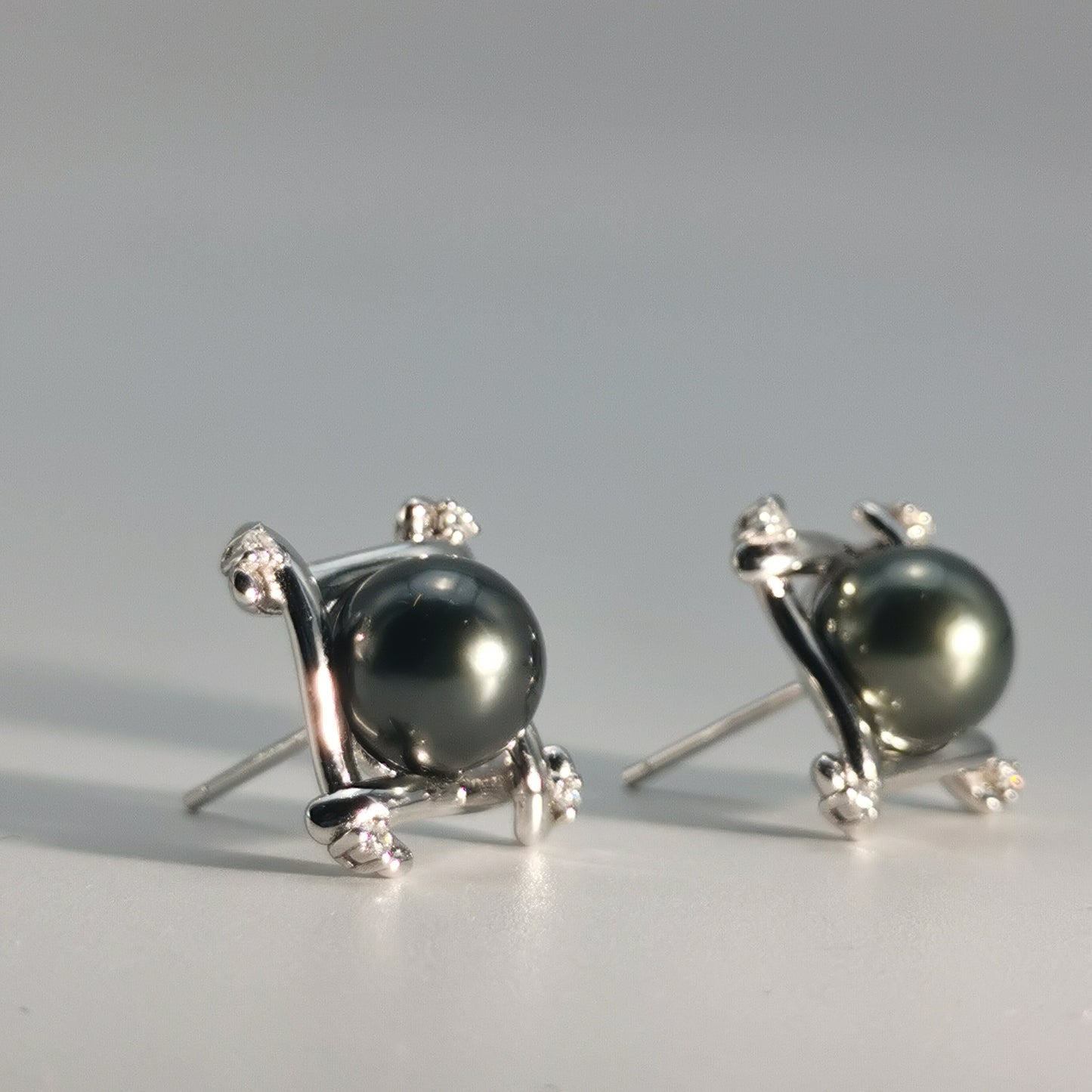 Tahitian Saltwater Real Black Pearl Ear Stud Nail S925 Silver Moissanite Earrings