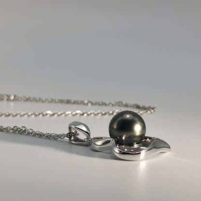 Tahitian Real Black Saltwater Pearl Heart Shape Pendant S925 Silver Moissanite Necklace