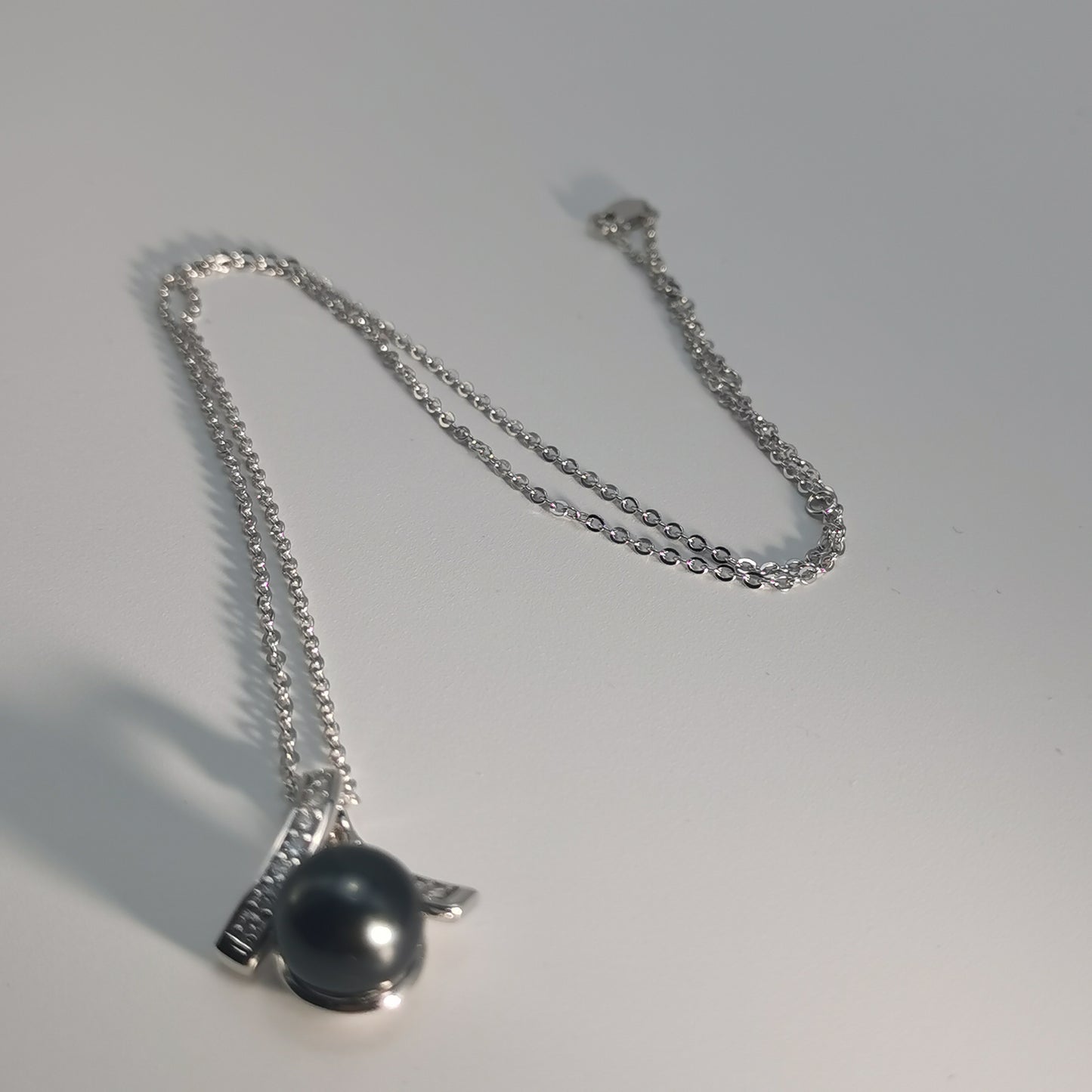 Real Tahitian Black Saltwater Pearl Pendant S925 Silver Moissanite Necklace
