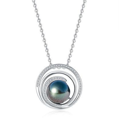Natural Real Tahitian Black Saltwater Pearl Pendant S925 Silver Moissanite Necklace