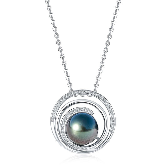Natural Real Tahitian Black Saltwater Pearl Pendant S925 Silver Moissanite Necklace