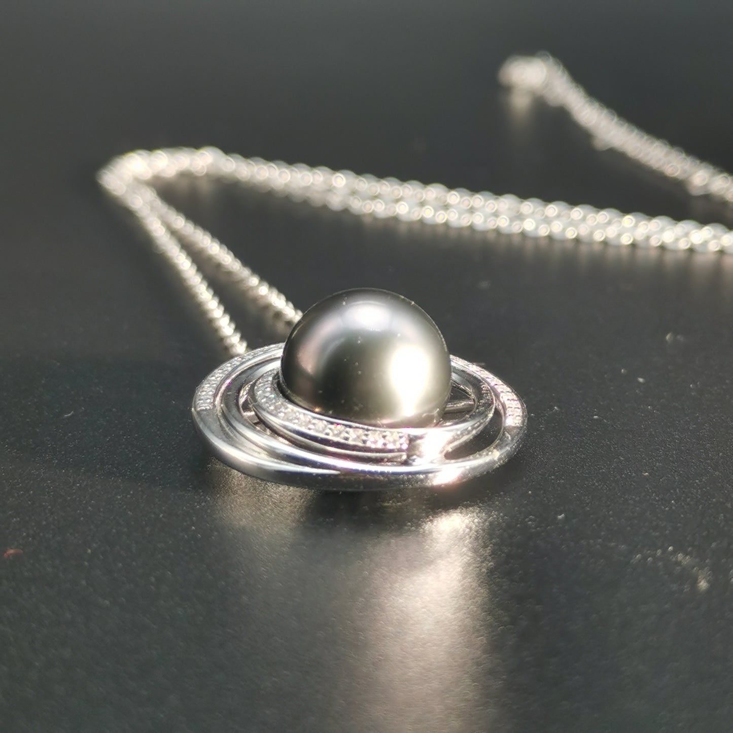 Natural Real Tahitian Black Saltwater Pearl Pendant S925 Silver Moissanite Necklace