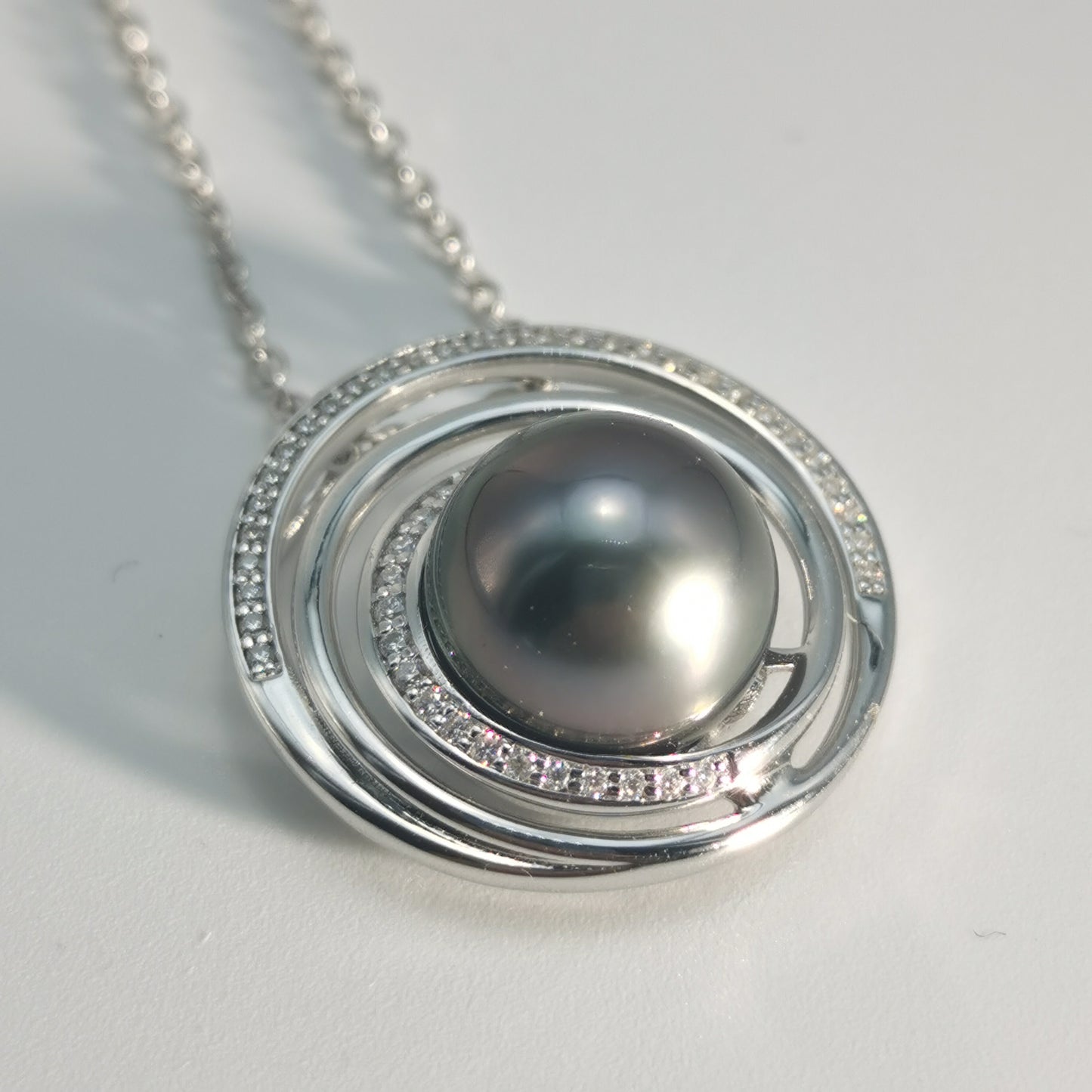 Natural Real Tahitian Black Saltwater Pearl Pendant S925 Silver Moissanite Necklace