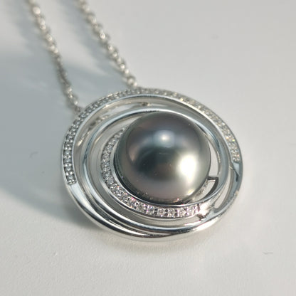 Natural Real Tahitian Black Saltwater Pearl Pendant S925 Silver Moissanite Necklace