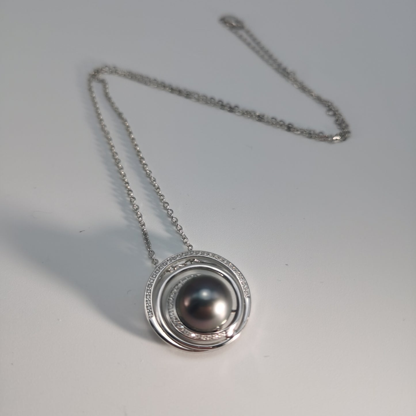 Natural Real Tahitian Black Saltwater Pearl Pendant S925 Silver Moissanite Necklace