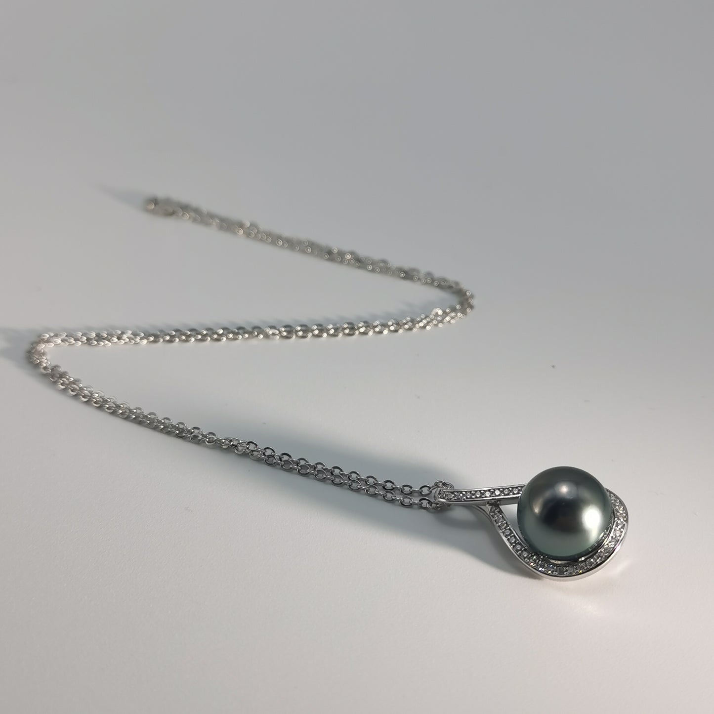 Tahitian Saltwater Real Black Pearl Moissanite Pendant S925 Silver Necklace