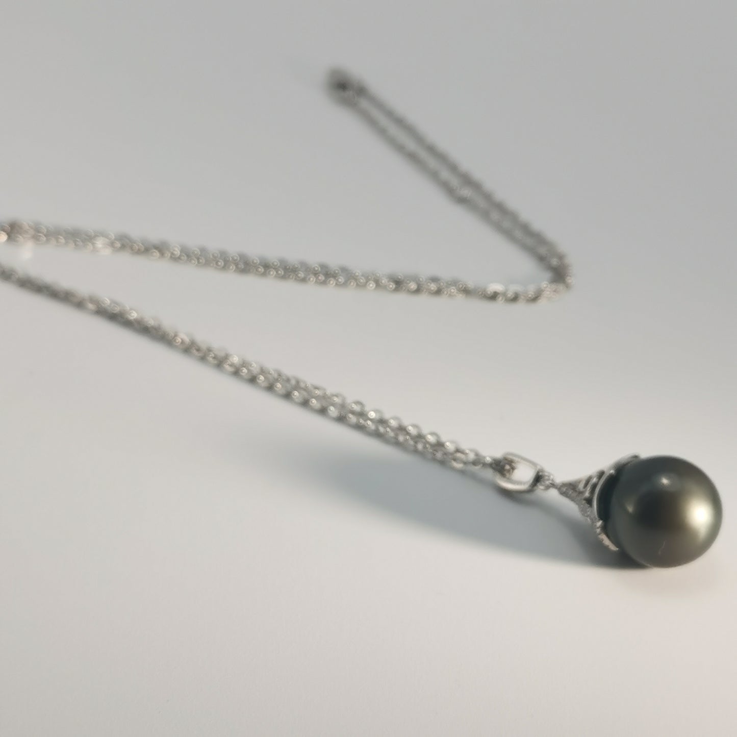 Tahitian Black Saltwater Raindrop Pearl Pendant S925 Silver Moissanite Necklace