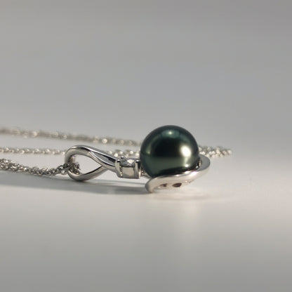 Real Black Saltwater Tahitian Pearl Pendant S925 Silver Moissanite Necklace