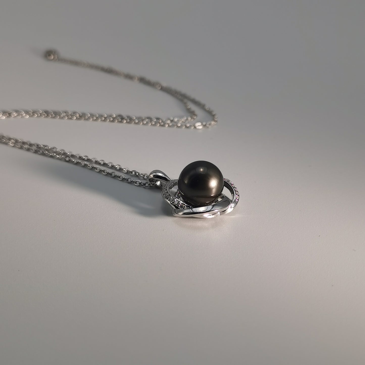 Natural Black Saltwater Pearl Tahitian Cultured Pendant S925 Silver Moissanite Necklace